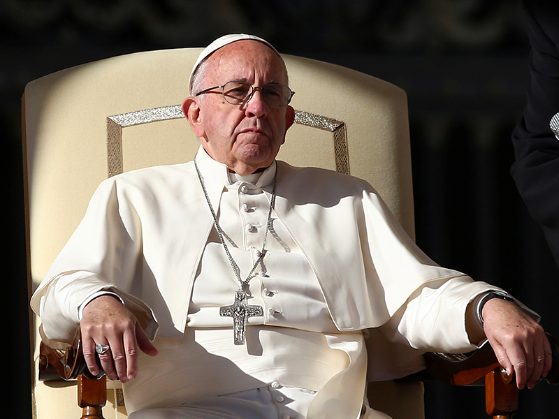 Pope Francis attends his general audience in Saint Peter's Square at the Vatican
